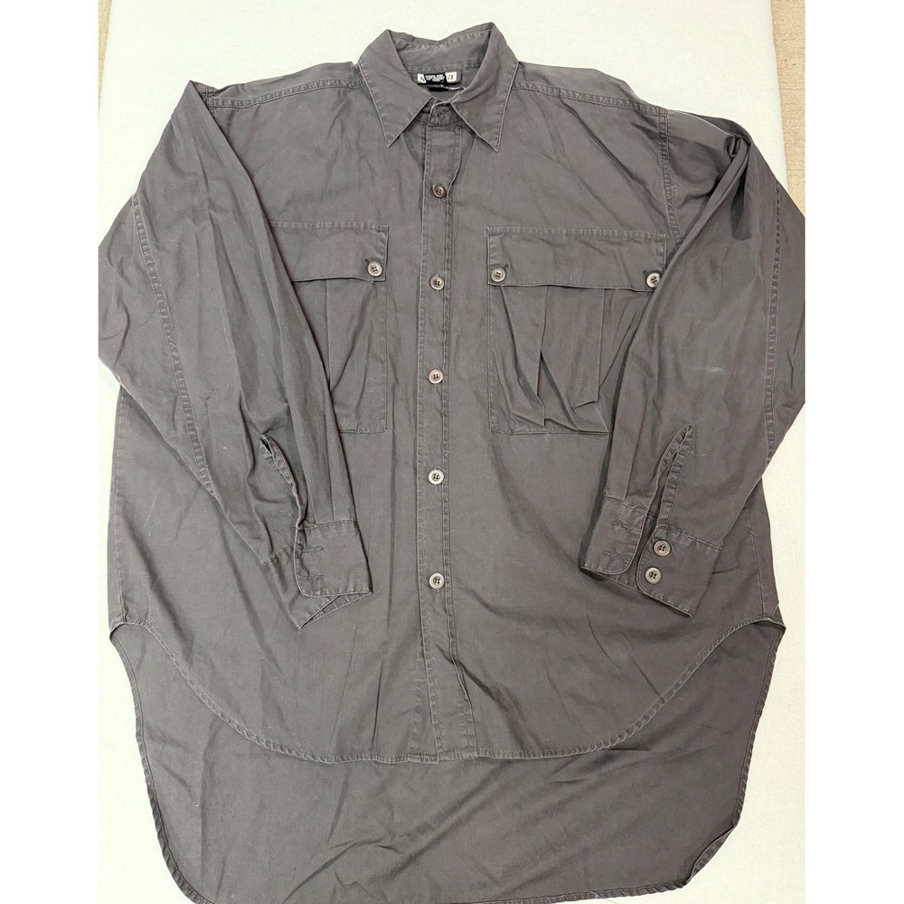 Sultra Mens Black Cotton Utility Button Down Shirt Long Sleeve Size Small